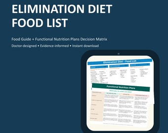 Lista de alimentos para la dieta de eliminación imprimible / Guía de nutrición funcional PDF A4 (carta estadounidense)