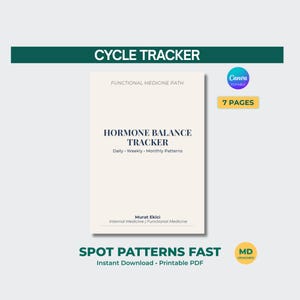 Rastreador de equilibrio hormonal imprimible / Registro de síntomas del síndrome premenstrual y diario del ciclo / Diseño médico