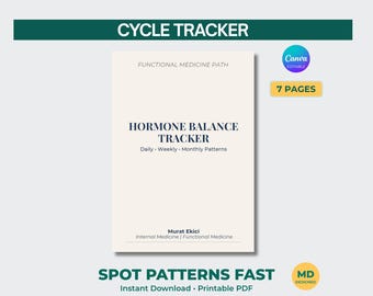 Rastreador de equilibrio hormonal imprimible / Registro de síntomas del síndrome premenstrual y diario del ciclo / Diseño médico