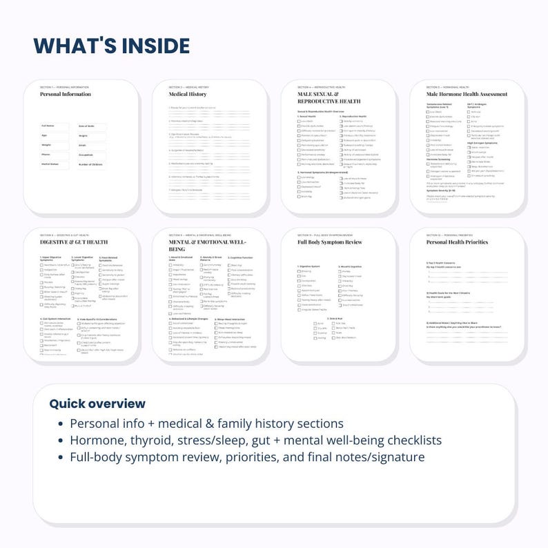 Men's Functional Medicine Intake Form | Comprehensive Health History ...