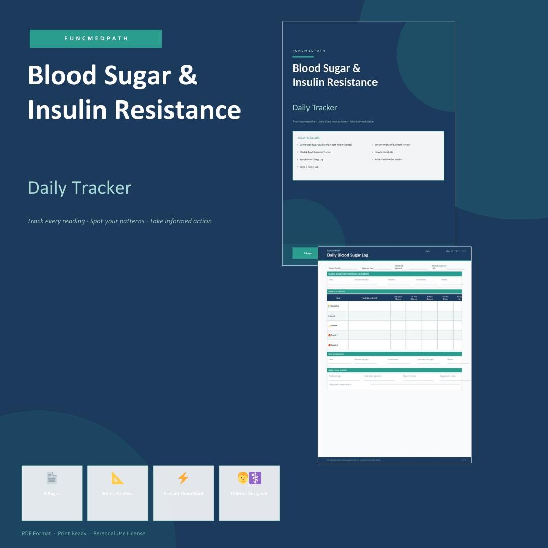 Blood Sugar Tracker Printable | Daily Glucose & Insulin Resistance Log ...
