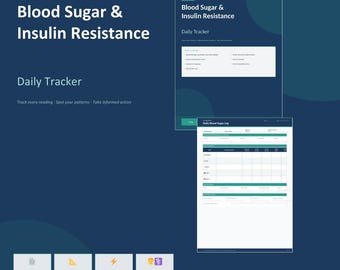 Registro de glucosa en sangre imprimible / Registro diario de glucosa y resistencia a la insulina / A4 + PDF tamaño carta (EE. UU.)