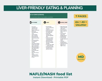 Lista de alimentos para la dieta del hígado graso: guía de compras y planificador de comidas para la EHGNA (PDF imprimible)