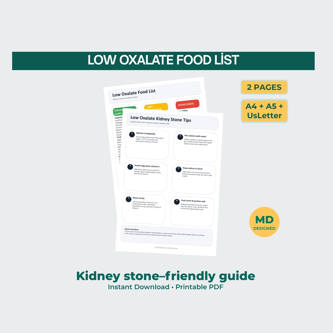 Prevent Kidney Stones With This Low Oxalate Food List — Printable Diet ...