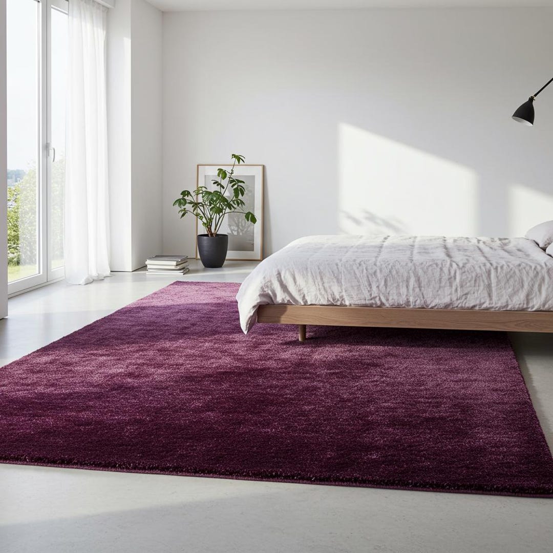 Plum Color Rugs Purple Ombre Shag Rug | Deep Plum Gradient Carpet | Soft Fluffy Bedroom ...