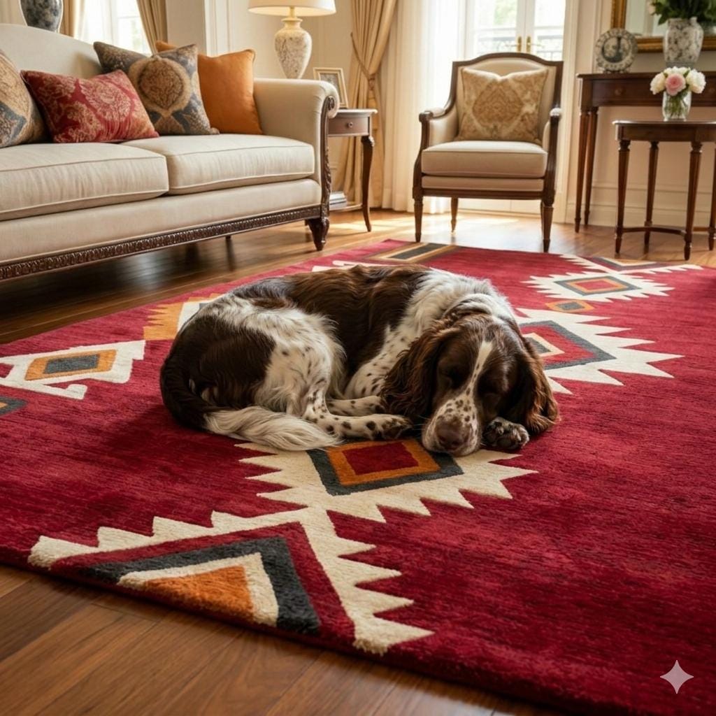 Red Tribal Area Rug, Southwestern Geometric Living Room Carpet, Boho ...