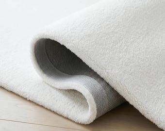 White Plush Rug Soft Area Rug Cozy Bedroom Carpet Modern Minimalist Rug Non Slip Washable Living Room Decor Rug