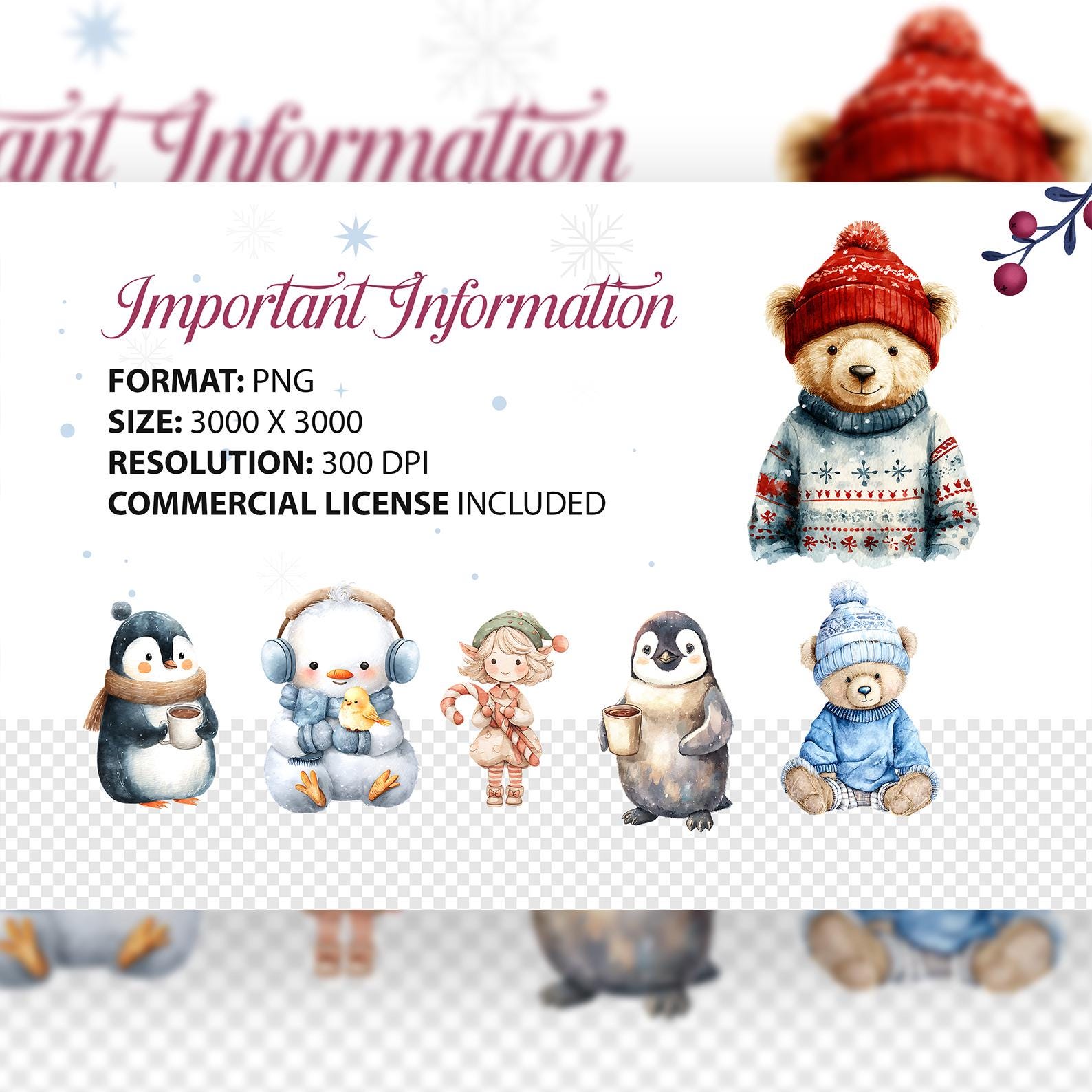 Winter Kawaii Clipart Bundle | Christmas PNG (digital Download) - Etsy