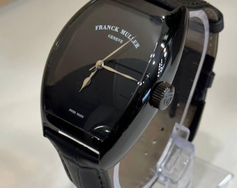 Vintage Franck Muller Automatic Movement Full Black Dial Black Stainless Steel Body Black Leather Strap Men's Wrist Watch | Watch For Men