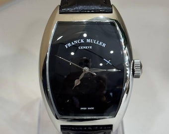 Vintage Franck Muller Automatic Movement Black Dial Silver Stainless Steel Body Black Leather Strap Men's Wrist Watch | Watch For Men