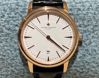 Vintage Vacheron Constantin Automatic Movement White Dial Rose-Gold colour case Black Leather Strap Men's Wrist Watch | Watch For Men