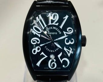 Vintage Franck Muller Automatic Movement Full Black Dial Black Stainless Steel Body Black Leather Strap Men's Wrist Watch | Watch For Men