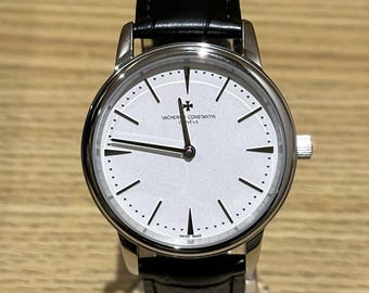 Vintage Vacheron Constantin Automatic Movement White Dial Black Leather Strap Men's Wrist Watch | Watch For Men | Birthday Gift