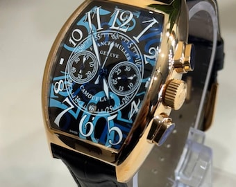 Vintage Franck Muller Quartz Black Dial Black Leather Strap Men's Wrist Watch | Watch For Men