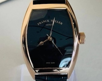 Vintage Franck Muller Automatic Movement Black Dial Rose Gold Stainless Steel Body Black Leather Strap Men's Wrist Watch | Watch For Men