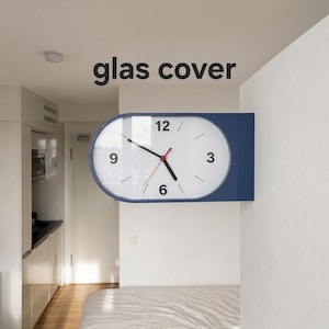 Doppelseitige Wanduhr mit Glas Oval | Double Sided Wall Clock with Glass Cover | Lautlose Bahnhofsuhr Oval | Silent Modern Clock Individuell
