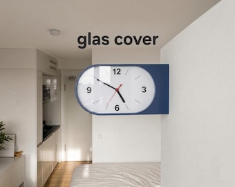 Double-sided wall clock with glass, oval | Silent station clock, oval | Silent modern clock, custom-made