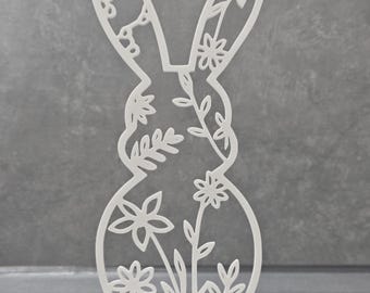 Standing Easter bunny with flowers - Easter decoration, Easter decor, Easter bunny, Modern