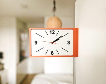 Double-Sided Corner Wall Clock - Silent Station Clock, Modern Loft Style, Minimalist Design, Custom Color