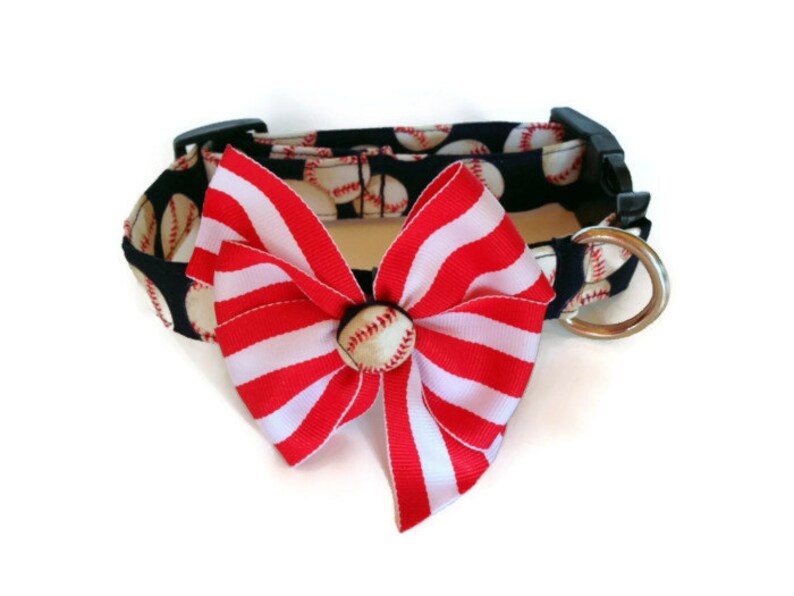 Blue Baseball Dog Collar Leash Set Size Medium Etsy