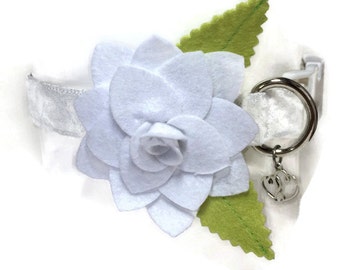 V.I.P. White Wedding Rose Dog Collar