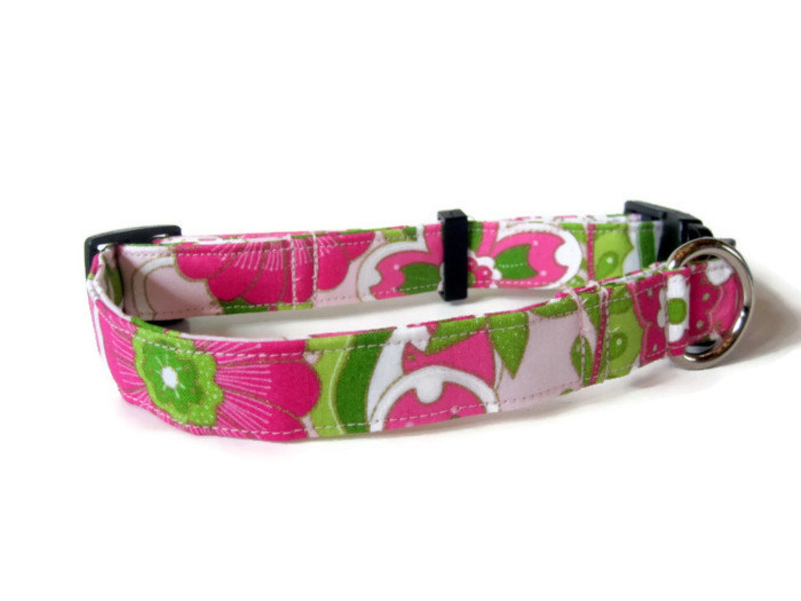 Pink and Green Lilly Dog Collar Size Large Etsy