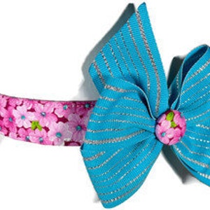 Pink and Glitzy Turquoise Daisy Dog Collar All sizes image 1