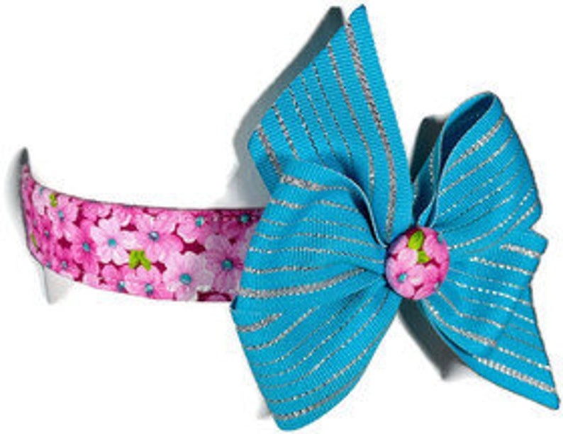 Pink and Glitzy Turquoise Daisy Dog Collar All sizes image 1