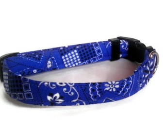 Blue Bandana Paisley Cowboy Dog Cat Collar ALL SIZES