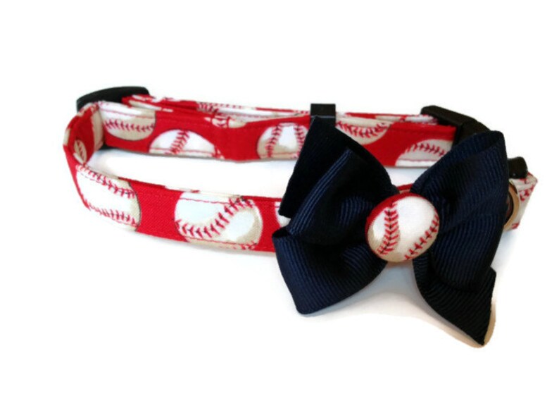 Red Baseball Dog Collar Leash Set Size Small Etsy