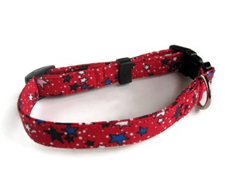 Red Patriotic Stars 4th of July Independence Dog Cat Collar ALL SIZES