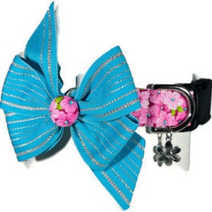 Pink and Glitzy Turquoise Daisy Dog Collar All sizes image 2