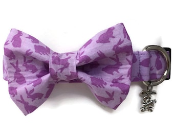 Easter Bunny Rabbit Lavender Bow Tie Dog Collar All Sizes