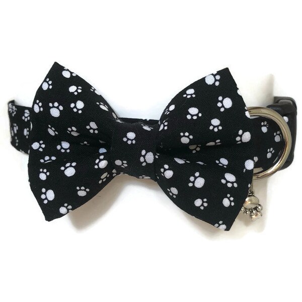 Puppy Paws Black and White Bow Tie Dog Collar ALL SIZES