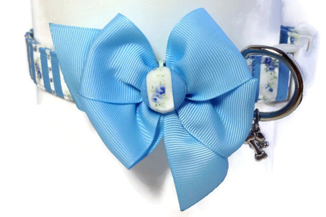 Shabby Chic Blue Dog Collar Size Large Etsy