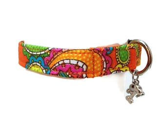 Orange Paisley Dog Collar *LIMITED AVAILABILITY* (Smaller Sizes Only)