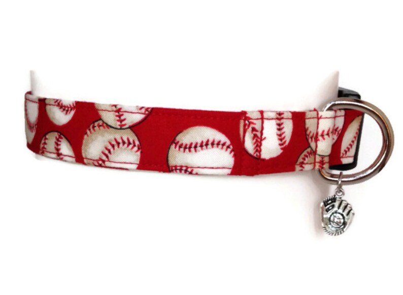 Red Baseball Dog Collar Size Large Etsy