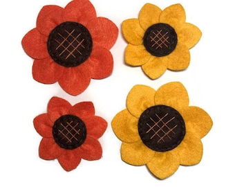 Orange or Yellow Sunflower Dog Collar Flower Adornment Removable