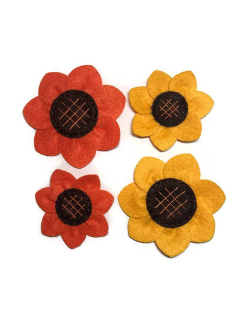 Orange or Yellow Sunflower Dog Collar Flower Adornment Removable image 1