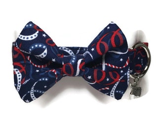 Patriotic Celebration 4th of July Bow Tie Dog Collar ALL SIZED BREEDS