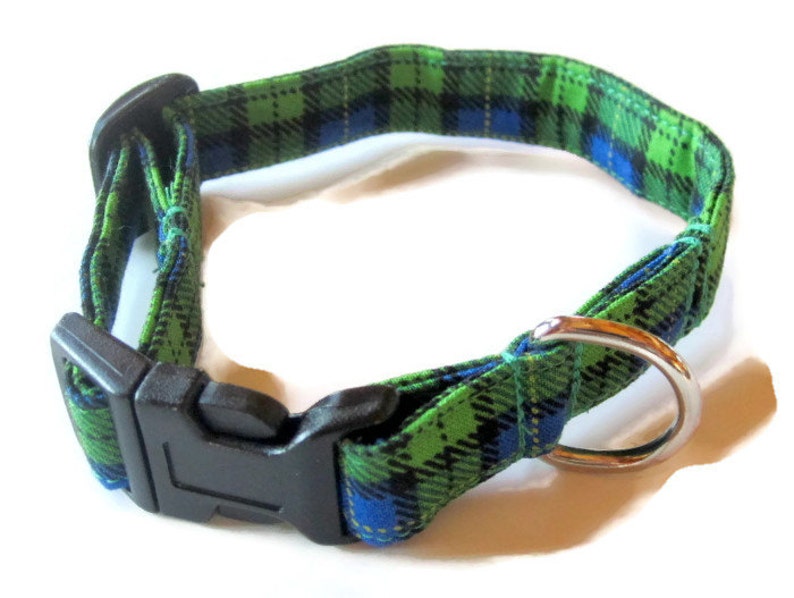 Blue and Green Plaid Dog Collar Size Extra Small Etsy