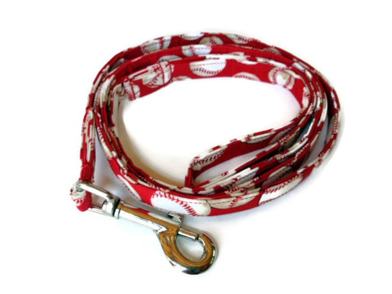 Red Baseball Dog Collar Leash Set size Small Etsy