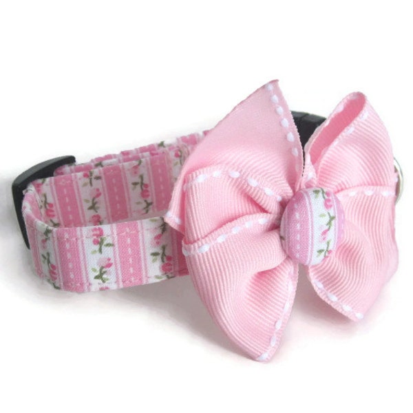 Shabby Chic Pink and Green Dog Collar size Extra Small