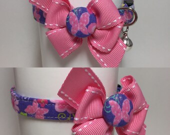 Lavender Butterfly Floral Itty Bitty Cat Collar