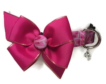 Gold and Pink Starburst Floral Button Bow Dog Cat Collar ALL SIZES