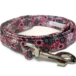 Pink and Brown Floral Dog Leash Collar Set medium image 2