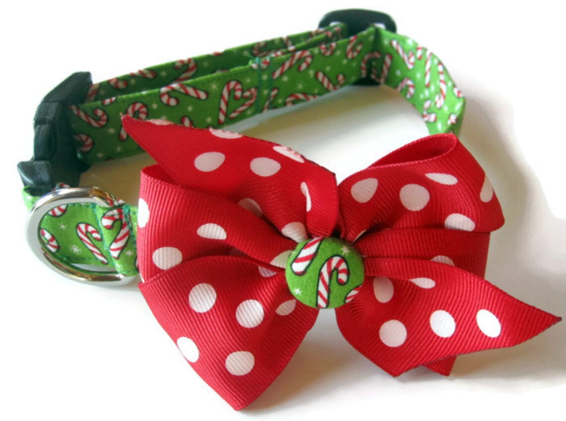 Candy Cane Dog Collar size Medium Etsy