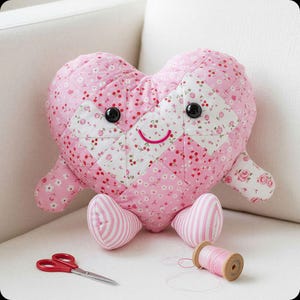 Patchwork Heart Plushie / Pillow Digital PDF Pattern