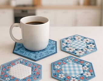 Modello per trapunta scaricabile in PDF per sottobicchieri da cucina