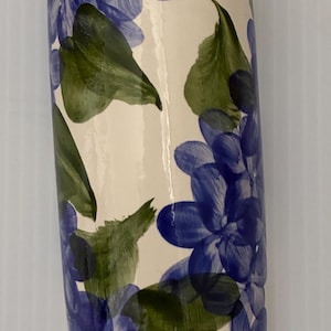 Vintage Handpainted Blue Floral Wall Pocket Vase.  Vintage Kitchen Vase . Hanging Pottery.